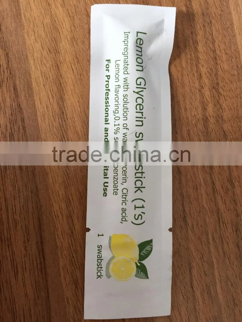 Factory directly sell lemon glycerin swabsticks for oral hygiene with lightproof pack for medical using