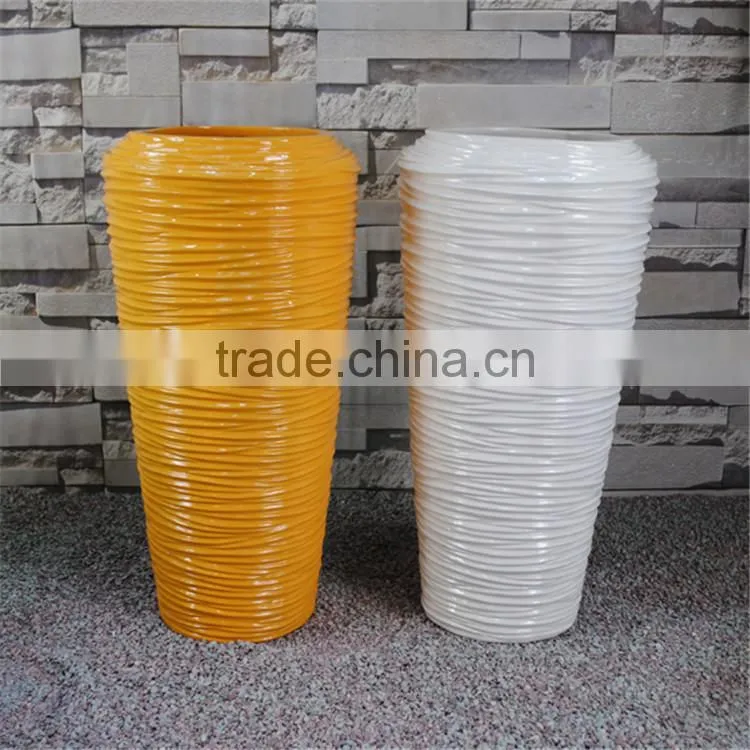 Fiberglass urns planter golden polyresin flower pot