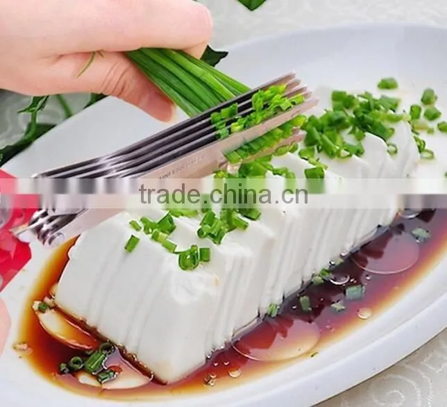 CY145 Multi-functional Stainless Steel Kitchen Knives 5 Layers Scissors Sushi Shredded Scallion Cut Herb Spices Scissors