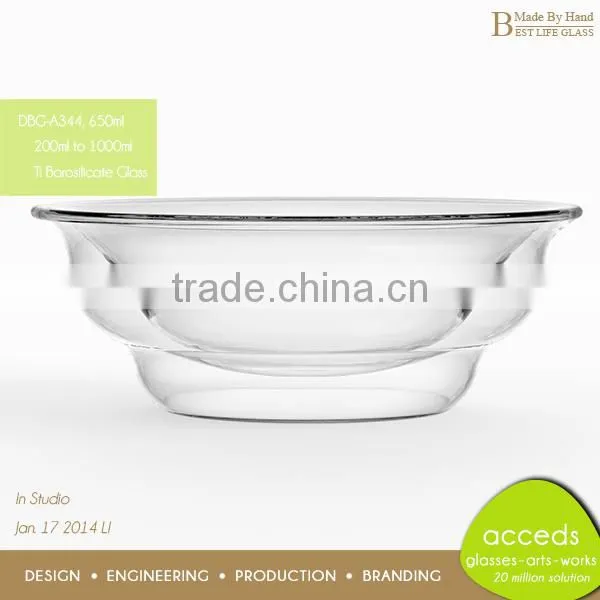 Newest Double Layer Pyrex Glass Icecream Bowl