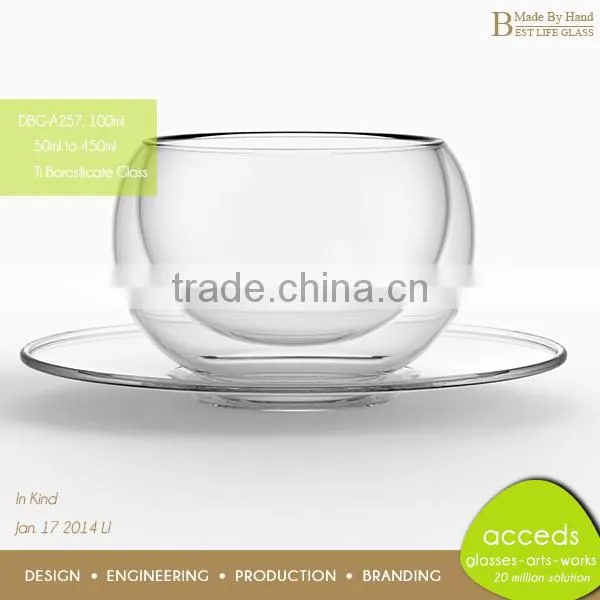 With Saucer Double Glass Handblown Christmas Fashionable Chinese Tea Cup