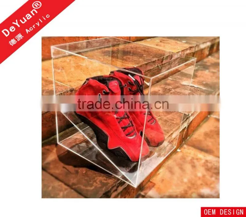 Top Grade Custom Transparent Acrylic Shoes Box Slant Display Board