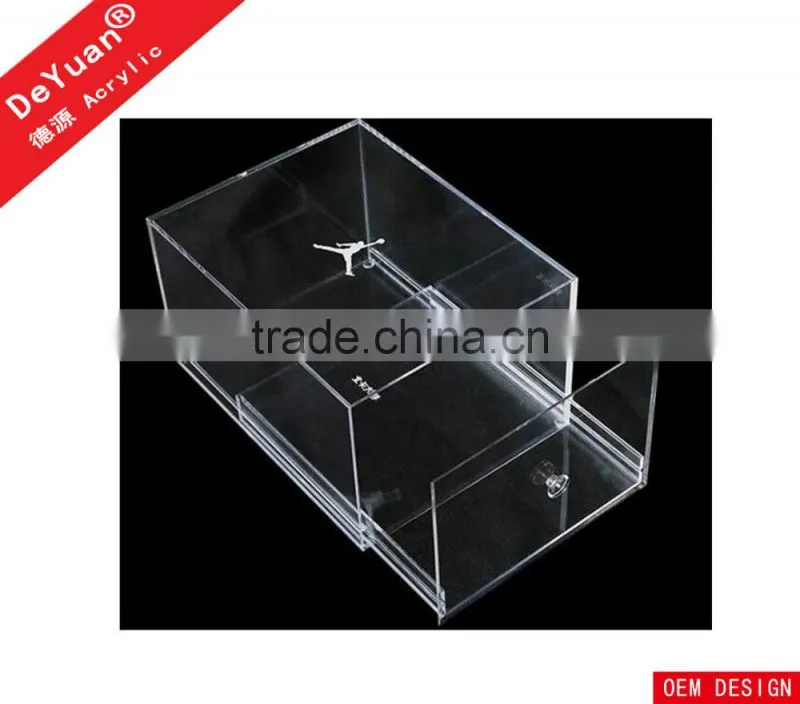 Top Grade Custom Transparent Acrylic Shoes Box With Drawer