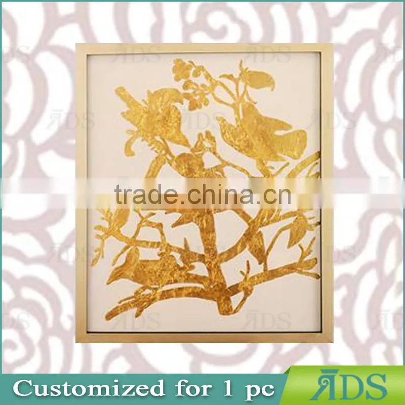 Framed Handmade carve pattens with gold leaf MDF wall art