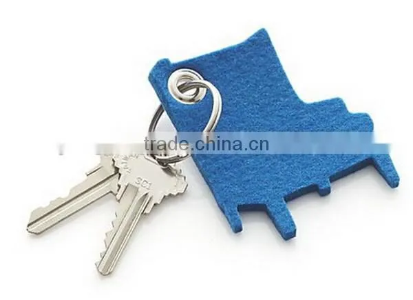 2017 new hot wholesale fashion blue key ring wheelchair shape original material polyester craft felt tool keychain made in China