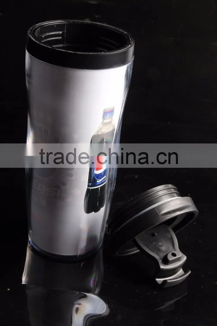 12oz plastic sports travel mug with screwed lid