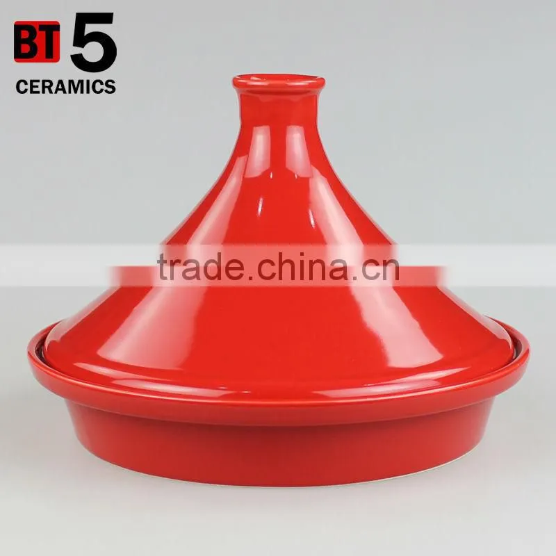 10"red color ceramic cooker stoneware tagine set