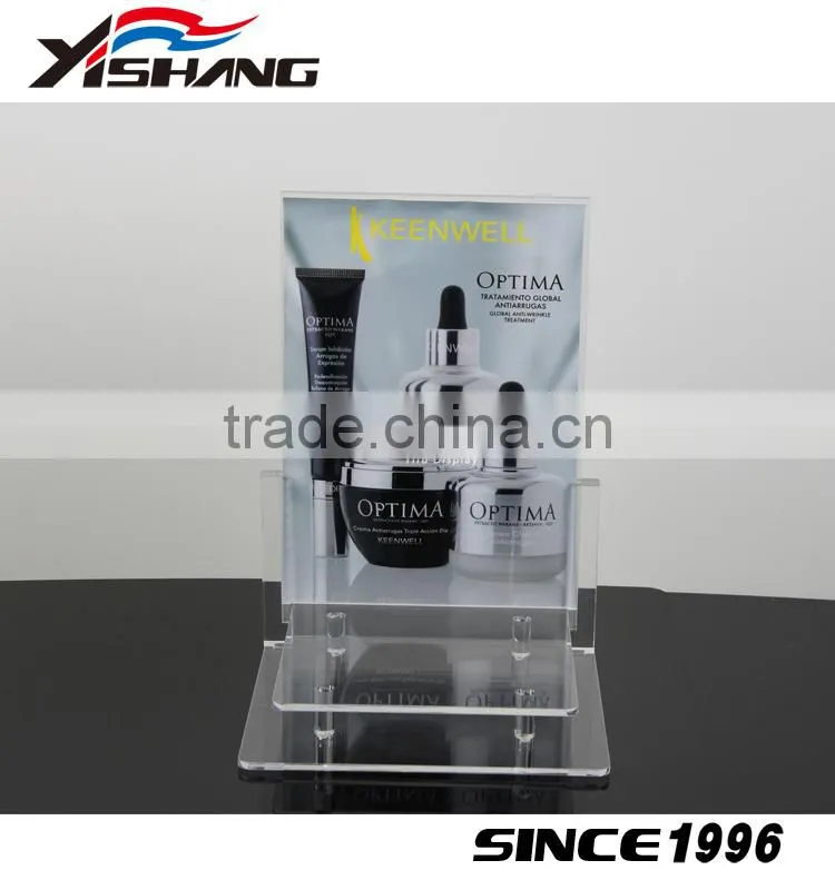 Custom make up store 2 tiers countertop acrylic cosmetic stand