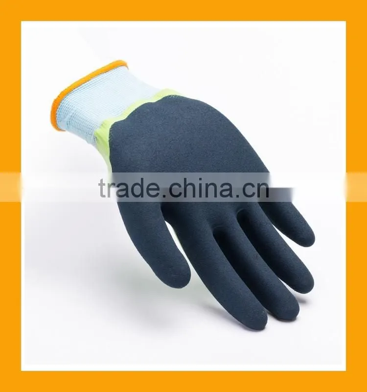 ZMSAFETY Nitrile Dipped Oil-resistant Working Gloves Black Sandy Nitrile Double Coated Palm Anti-slip Nitrile Gloves
