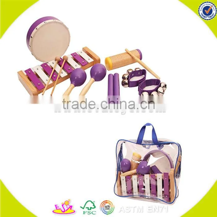 wholesale delicate wooden Tambourine toy multiple colour wooden Tambourine toy and hot selling kids wooden Tambourine W07F002