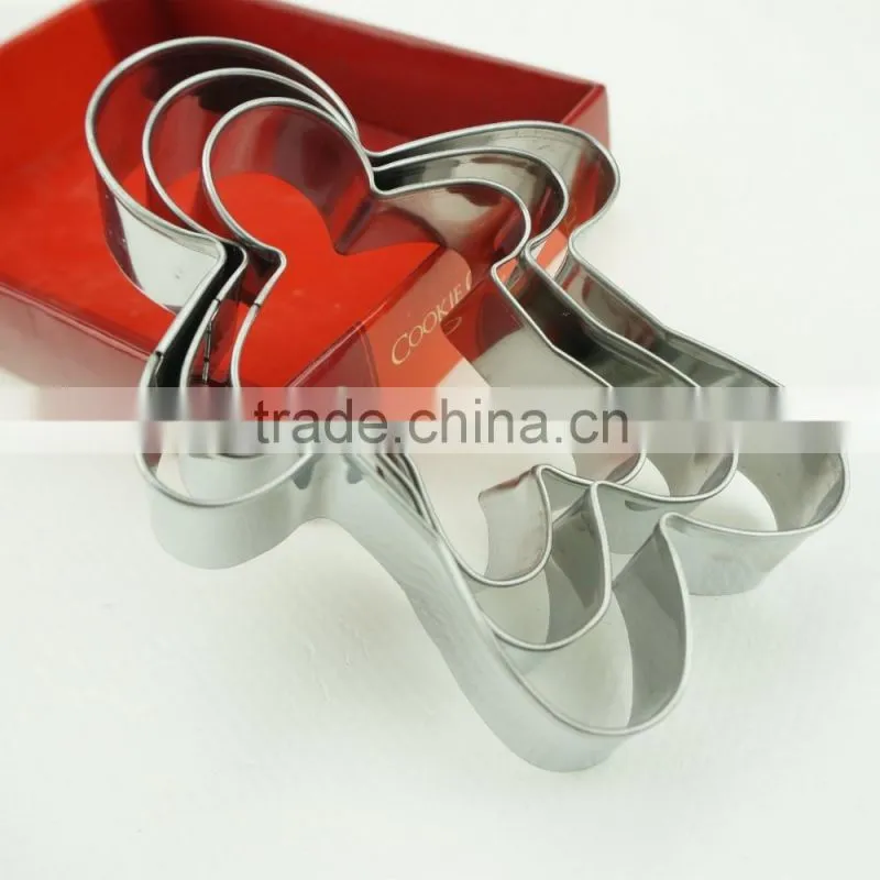 47037 3pcs ginger shape stainless steel cookie cutter set