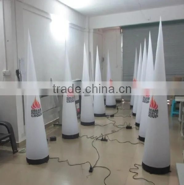 Colorful changing party decoration inflatable cone with led light