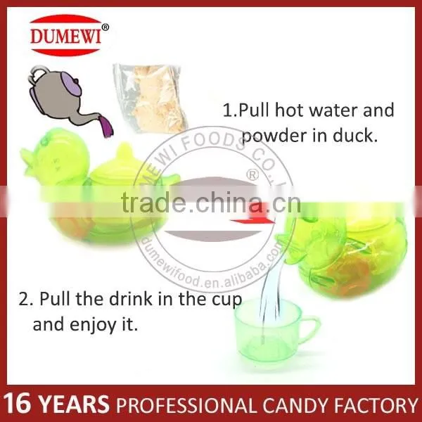 Crystal Duck Shape Kids Toys with Fruit Powder Candy & Tea Cup
