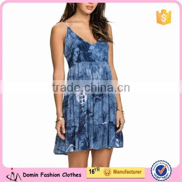 Fashionable Trend Tank Layered Women Sleeveless Cross Back Straps Mini Dress