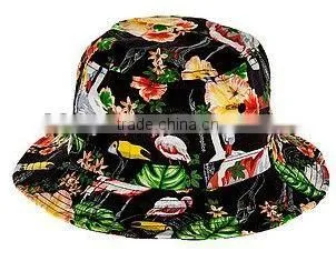 Fashion Cheap Bucket Hat/Round Top Floral 100 Cotton Bucket Hat
