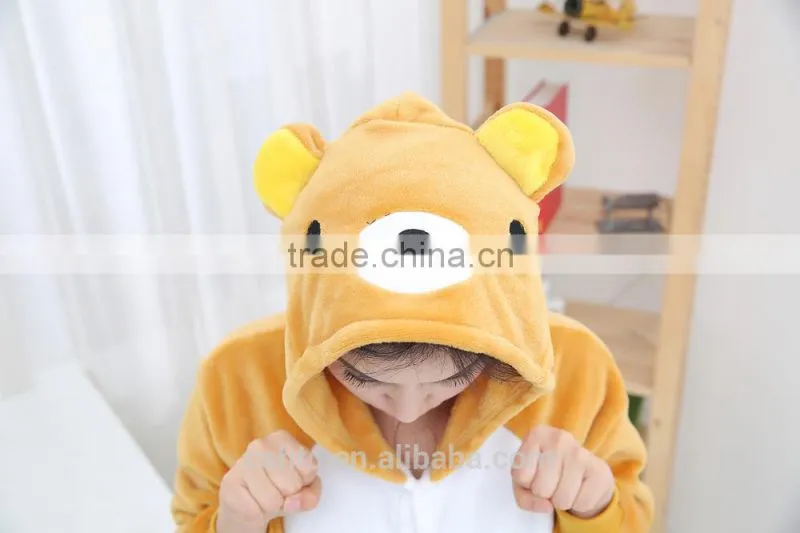 flannel cartoon adult animal jumpsuit animal pajamas jumpsuit bear wennie design