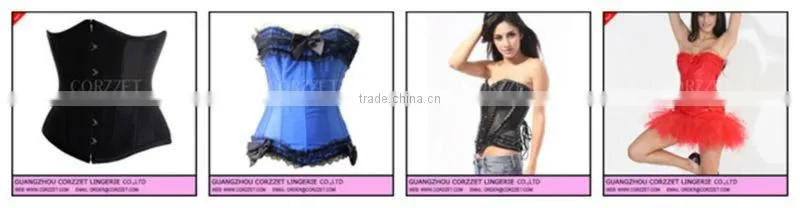 Sexy Lingerie PVC Lingerie Lace Up Basque Corset with Separate mini Skirt