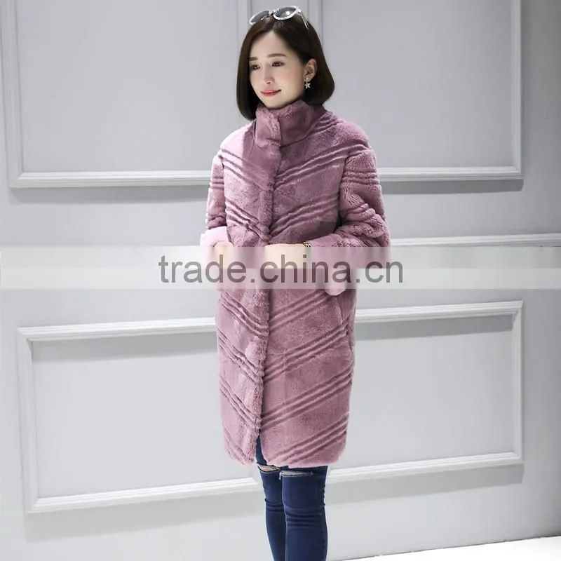 hot sales Winter Women's Real Natural Fur Coat Brand Clothing Fashion Girls Real Rex Rabbit Fur Jackets and Coats 2016 New