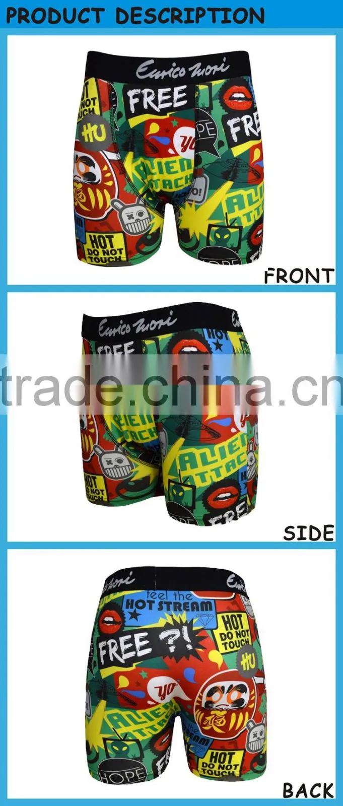 Printed Underwear Undergarments Boxer Brief Underpants Mans Shorts Trunk Custom Design