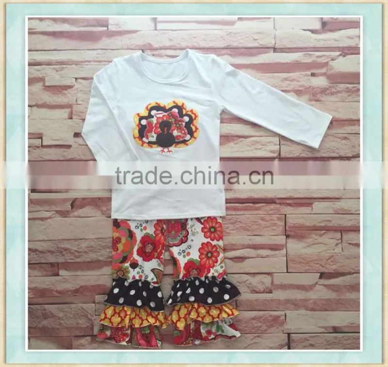 Wholesale children clothes turkey embroidery design baby thanksgiving product