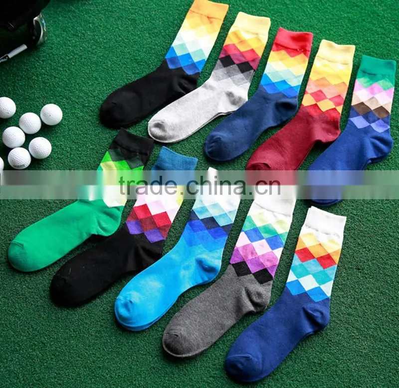 Wholesale diamond combed cotton mens socks
