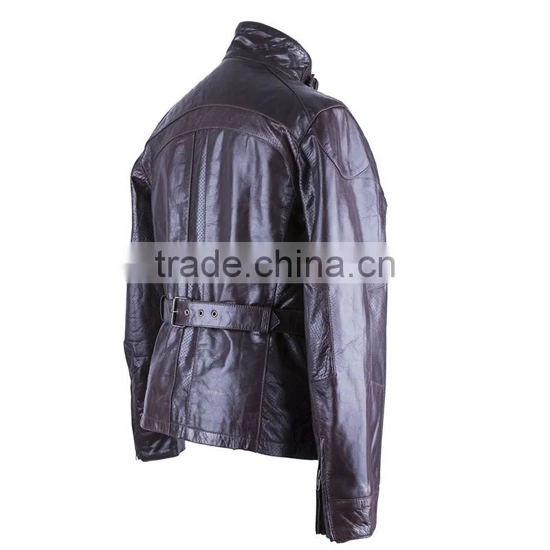 HIGH QUALITY SLIMFIT MEN BROWN RETRO LEATHER JACKET