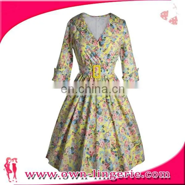 Retro Dress wholesale Classic women 1950s 3/4 sleeve vintage rockabilly swing dress/party dress/evening dress