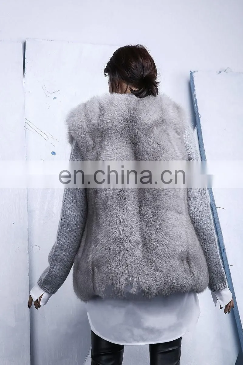 Natural Fox Fur Vest Hot Selling Warm Winter Vest Women Real Fox Fur Coat