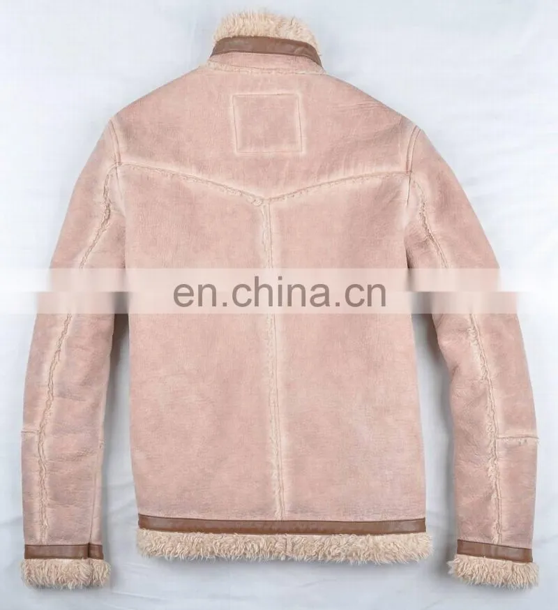 2015 last fashion mens handsome warm genuine leather jacket