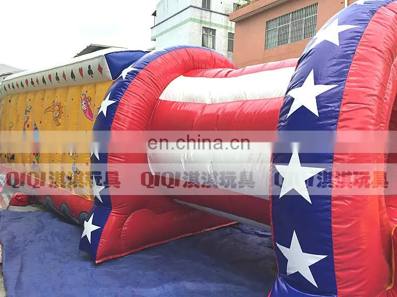 clown inflatable tunnel jumping castle with obstacle