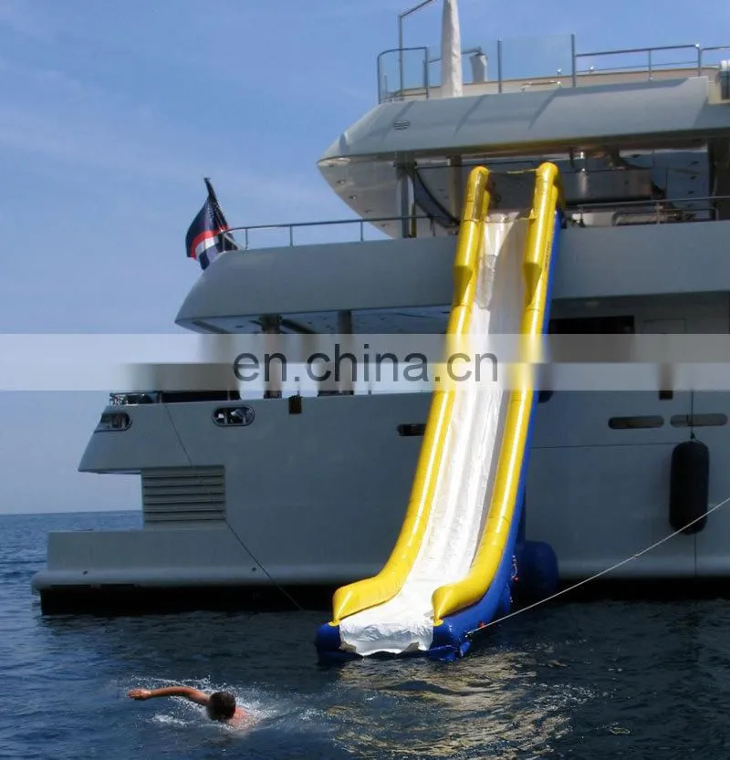 long inflatable water slide for yacht, floating slide for sale