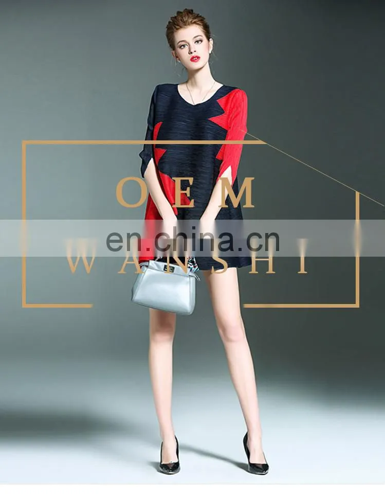2017 summer dress ladies fashion dresses with picture pleats dress
