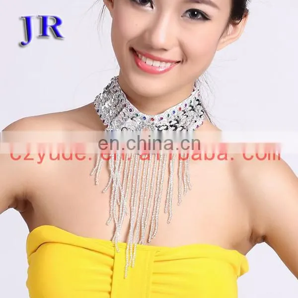 Indian wholesale belly dance beaded tassel necklace P-9005#