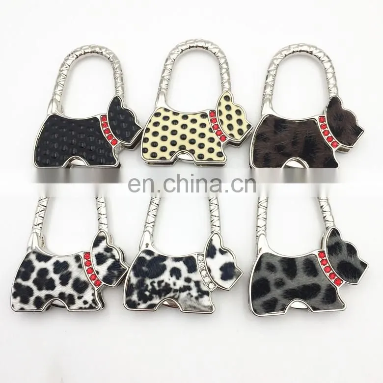Wholesale dog shape foldable table purse hanger