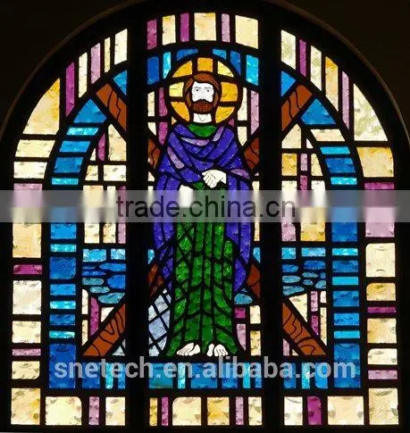 stained church window glass for interior or exterior decoration