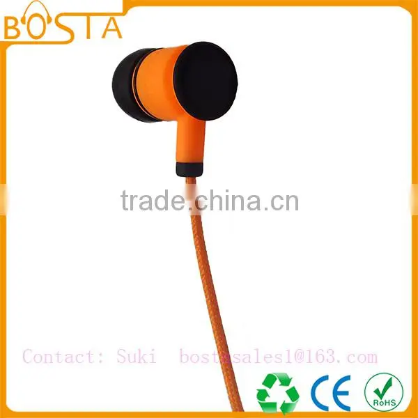 Sports sweat-proof wholesale shiny orange soft ruberized string bluetooth earphones