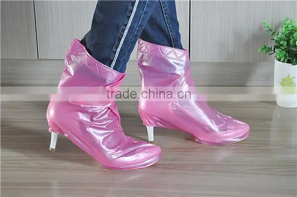 2015 fashion outdoor PVC lady rain shoe covers for heel shoe