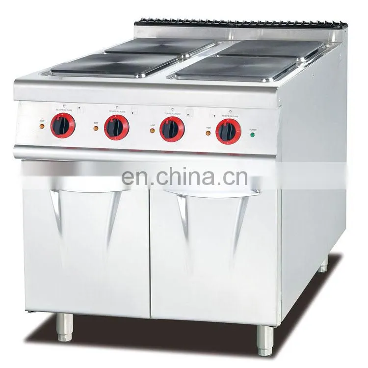 Free Standing Restaurant Kitchen Electric cooking range with 4 hot plate & electric oven