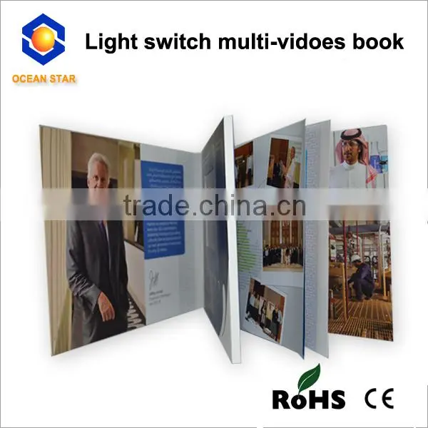 multiple inner pages video brochure with light sensor for promotion/Advertising/wedding