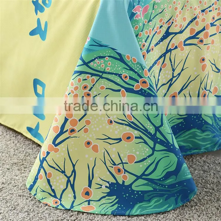 New fashion cartoon deisng green forest pattern comforter cover set 100 cotton quilt cover set 3d duvet cover set