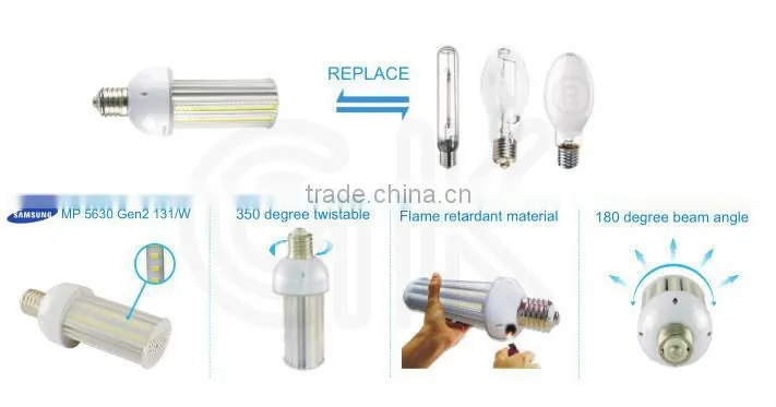 2015 New Design E27 E40 8W-200W SMD5730 121lm/ W LED corn light with UL cUL TUV