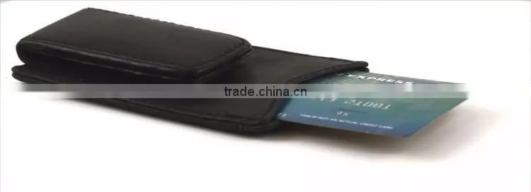 Cow leather magentic money clip with ID durable leather money clip