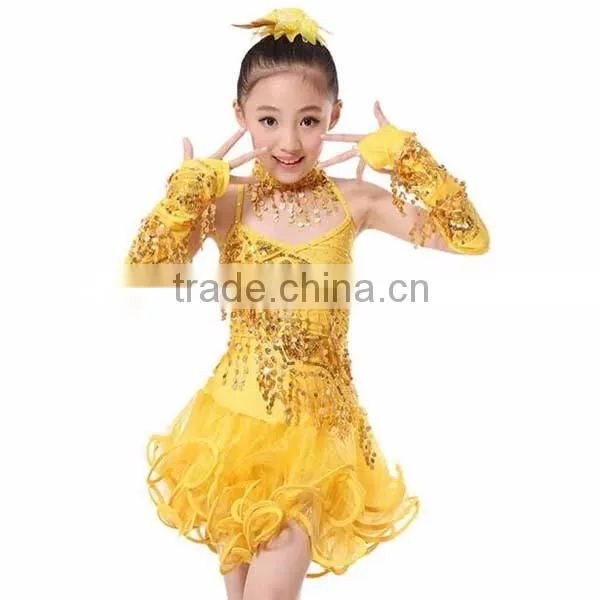 Professional latin dance costume for girls for performance Tasseled Latin Salsa Dancewear Girls Party Dance Costume Dress