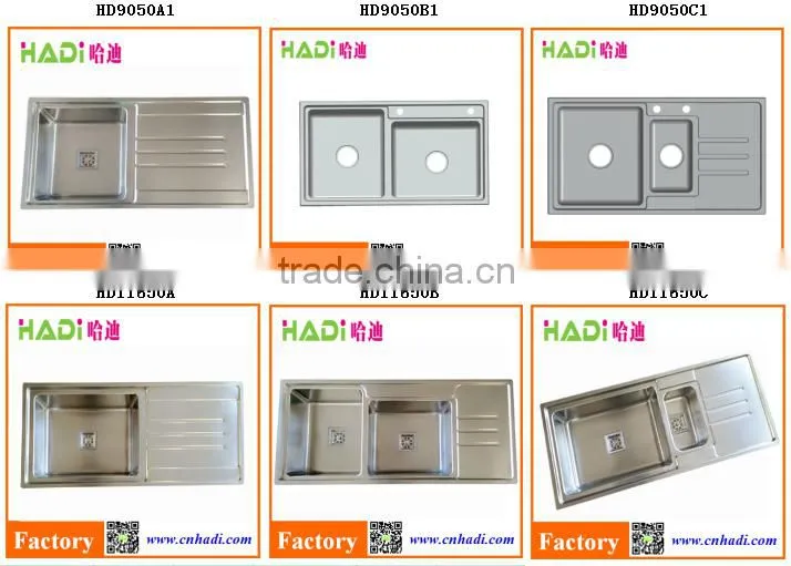 Large apron triple bowl stainless steel kitchen sink HD10050B