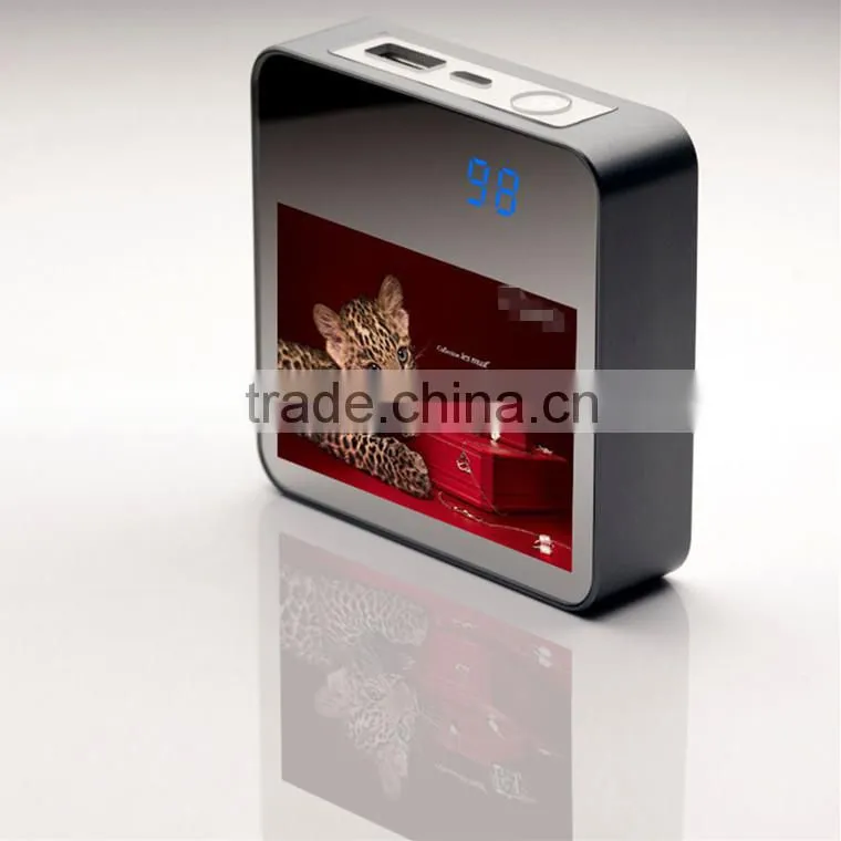 Mirror power bank polymer cell 6600mah with digital indicator and clear advertising