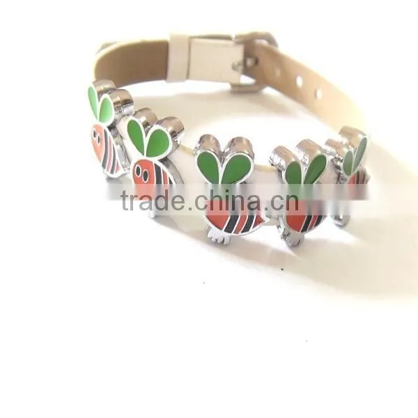New style Pu leather bracelet with DIY slide letter bracelet strap