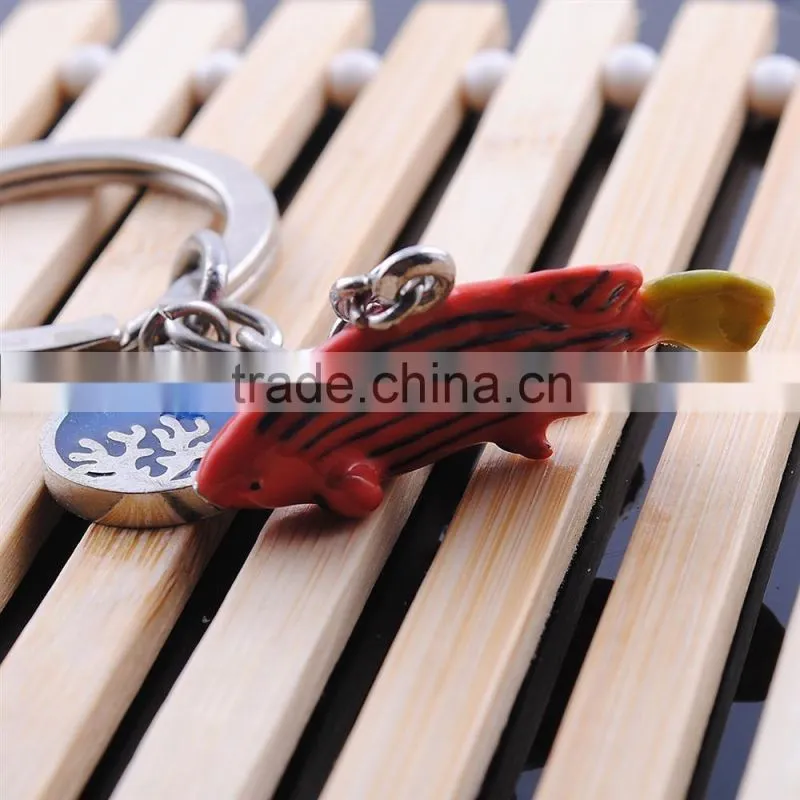 Metal Keychain key ring wholesale cheap lazy fish keychain