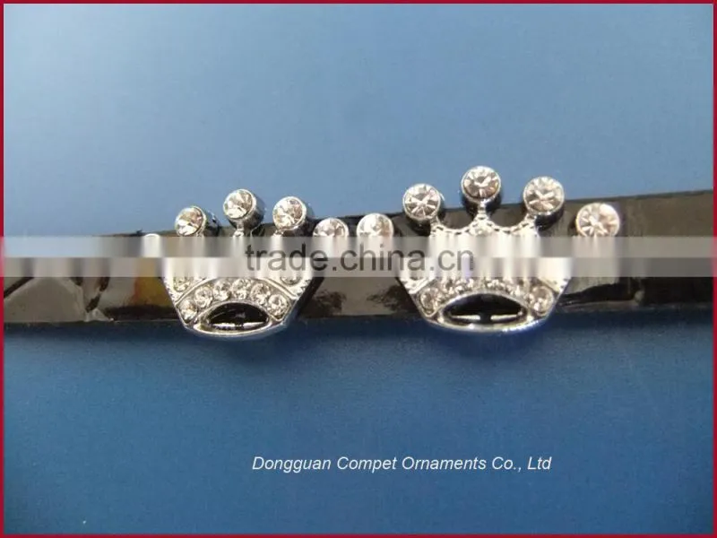 Factory DIY jewellery accessories 10MM Rhinestones crowns alloy slide charms