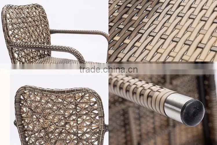 Hot Sale Outdoor French Cafe Chairs Pe Wicker Synthetic Garden Furniture Rattan Set