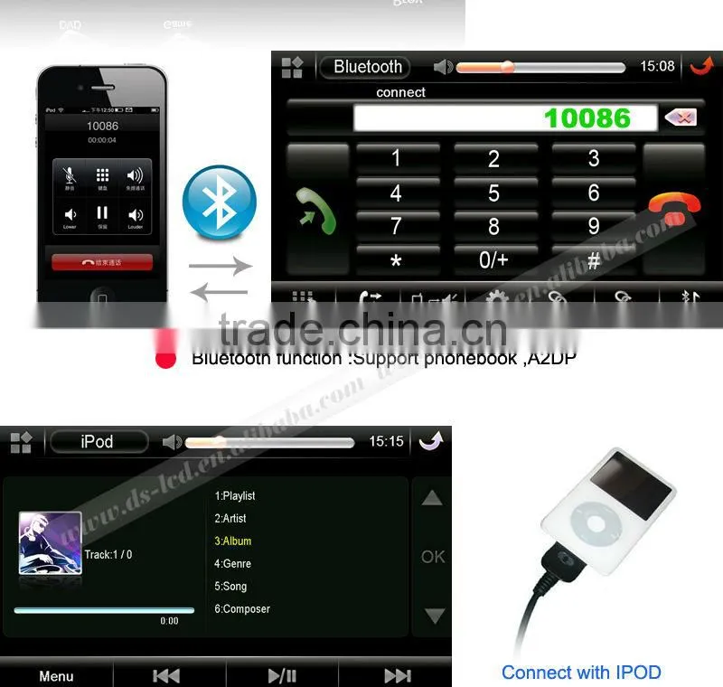 6.2 inch HD touch screen 2011 Buick Excelle car DVD GPS with IPOD,games,digital TV available